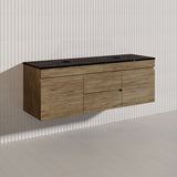 Lukka Camden Modern 1500mm Wall Hung Vanity E0 MDF Wood Grain PVC Film Cabinet with Middle Drawers In Various Colours