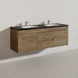 Lukka Camden Modern 1500mm Wall Hung Vanity E0 MDF Wood Grain PVC Film Cabinet with Middle Drawers In Various Colours