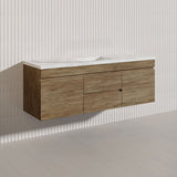 Lukka Camden Modern 1500mm Wall Hung Vanity E0 MDF Wood Grain PVC Film Cabinet with Middle Drawers In Various Colours