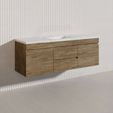Lukka Camden Modern 1500mm Wall Hung Vanity E0 MDF Wood Grain PVC Film Cabinet with Middle Drawers In Various Colours