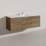 Lukka Camden Modern 1500mm Wall Hung Vanity E0 MDF Wood Grain PVC Film Cabinet with Middle Drawers In Various Colours