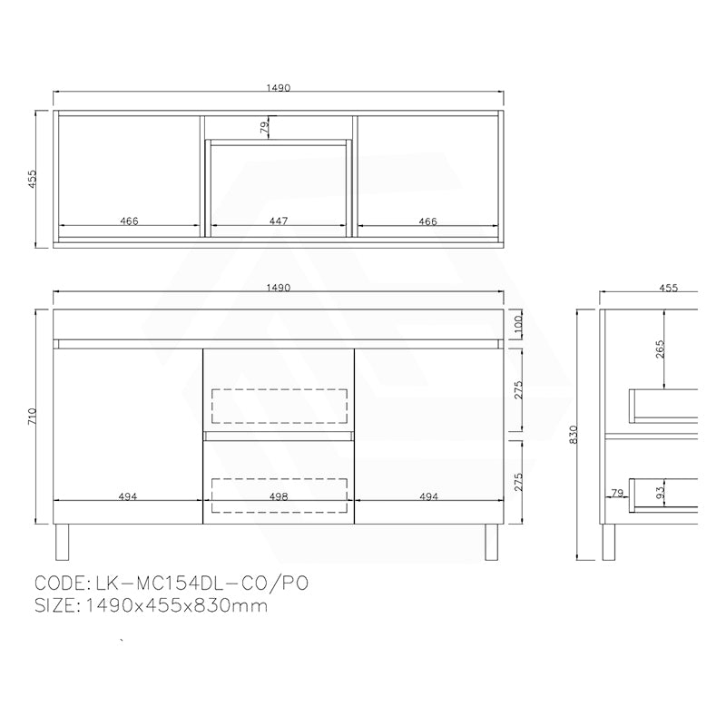Lukka 1500mm Camden Morden Freestanding Vanity E0 MDF Cabinet Single/Double Bowls In Various Color
