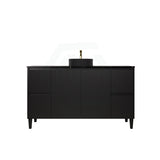 Lukka Crete Modern 600-1500mm Matt Black/White Freestanding Vanity with Legs PVC Board Linear Surface