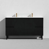Lukka Crete Modern 600-1500mm Matt Black/White Freestanding Vanity with Legs PVC Board Linear Surface