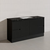 Lukka Crete Modern 1500mm Matt Black/White Freestanding Vanity Single/Double Bowls PVC Board Linear Surface
