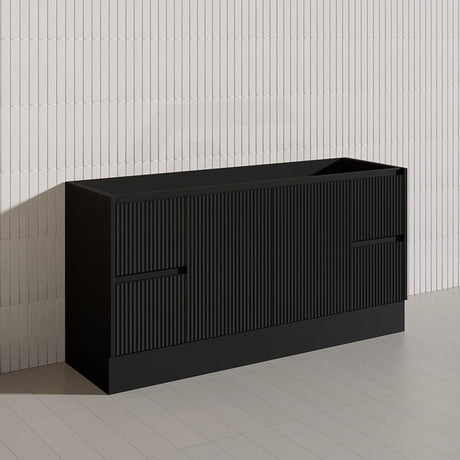 Lukka Crete Modern 1500mm Matt Black/White Freestanding Vanity Single/Double Bowls PVC Board Linear Surface