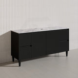Lukka Crete Modern 1500mm Matt Black/White Freestanding Vanity Single/Double Bowls PVC Board Linear Surface
