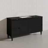 Lukka Crete Modern 1500mm Matt Black/White Freestanding Vanity Single/Double Bowls PVC Board Linear Surface