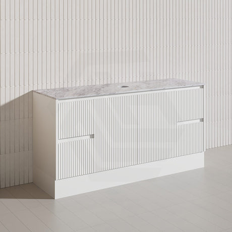 Lukka Crete Modern 1500mm Matt Black/White Freestanding Vanity Single/Double Bowls PVC Board Linear Surface