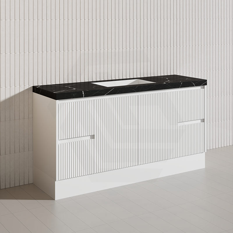 Lukka Crete Modern 1500mm Matt Black/White Freestanding Vanity Single/Double Bowls PVC Board Linear Surface