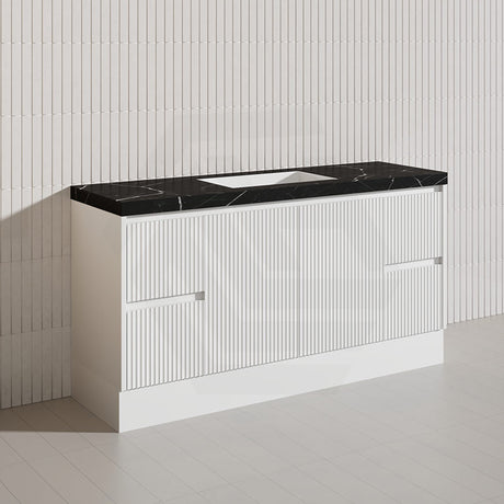 Lukka Crete Modern 1500mm Matt Black/White Freestanding Vanity Single/Double Bowls PVC Board Linear Surface