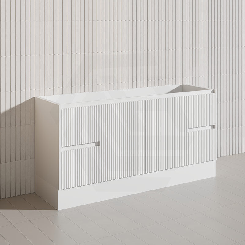Lukka Crete Modern 1500mm Matt Black/White Freestanding Vanity Single/Double Bowls PVC Board Linear Surface