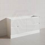 Lukka Crete Modern 1500mm Matt Black/White Freestanding Vanity Single/Double Bowls PVC Board Linear Surface