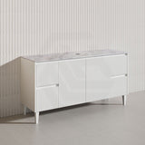 Lukka Crete Modern 1500mm Matt Black/White Freestanding Vanity Single/Double Bowls PVC Board Linear Surface