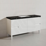 Lukka Crete Modern 1500mm Matt Black/White Freestanding Vanity Single/Double Bowls PVC Board Linear Surface