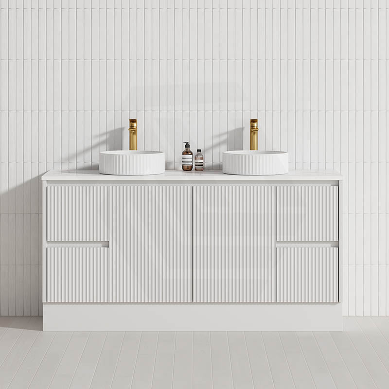 Lukka Crete Modern 600-1500mm Matt Black/White Freestanding Vanity with Kickboard PVC Board Linear Surface