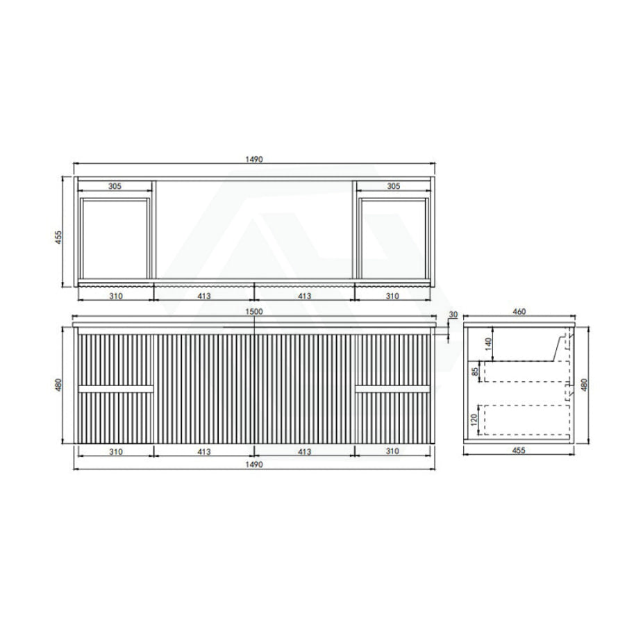 600-1500Mm Brindabella Wall Hung Bathroom Floating Vanity Matt White Pvc Board Cabinet Only&Ceramic