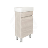 Lukka 450x250x780mm Camden Modern Freestanding Mini Vanity Cabinet PVC Film Coastal/Prime Oak With Ceramic Top