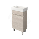 Lukka 450x250x780mm Camden Modern Freestanding Mini Vanity Cabinet PVC Film Coastal/Prime Oak With Ceramic Top
