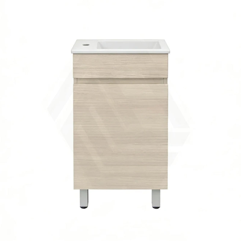 Lukka 450x250x780mm Camden Modern Freestanding Mini Vanity Cabinet PVC Film Coastal/Prime Oak With Ceramic Top
