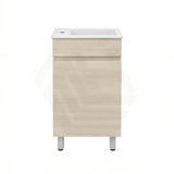 Lukka 450x250x780mm Camden Modern Freestanding Mini Vanity Cabinet PVC Film Coastal/Prime Oak With Ceramic Top
