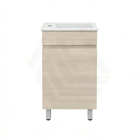 Lukka 450x250x780mm Camden Modern Freestanding Mini Vanity Cabinet PVC Film Coastal/Prime Oak With Ceramic Top