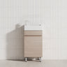 Lukka 450x250x780mm Camden Modern Freestanding Mini Vanity Cabinet PVC Film Coastal/Prime Oak With Ceramic Top