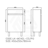 Lukka 450x250x780mm Camden Modern Freestanding Mini Vanity Cabinet PVC Film Coastal/Prime Oak With Ceramic Top