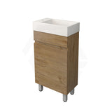 Lukka 450x250x780mm Camden Modern Freestanding Mini Vanity Cabinet PVC Film Coastal/Prime Oak With Ceramic Top