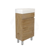 Lukka 450x250x780mm Camden Modern Freestanding Mini Vanity Cabinet PVC Film Coastal/Prime Oak With Ceramic Top