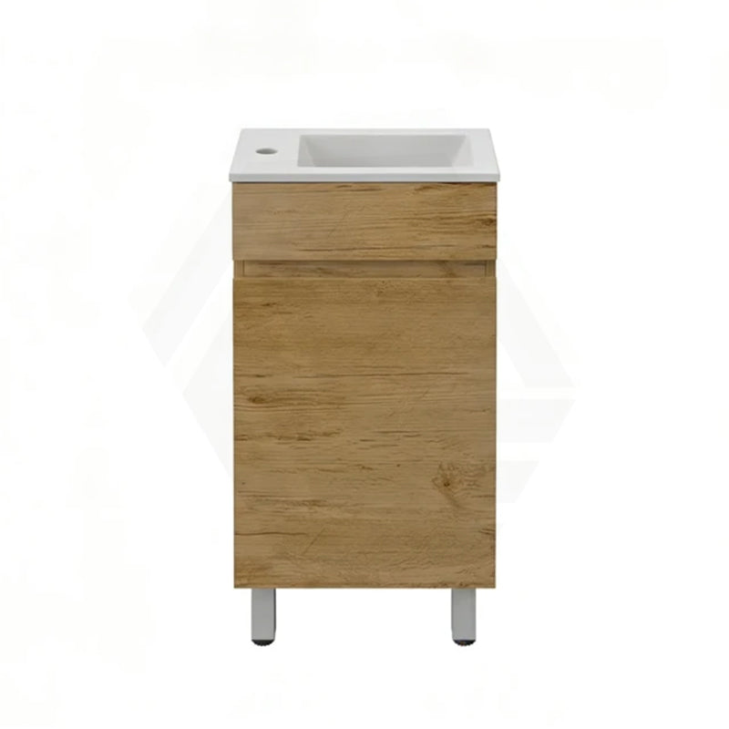 Lukka 450x250x780mm Camden Modern Freestanding Mini Vanity Cabinet PVC Film Coastal/Prime Oak With Ceramic Top