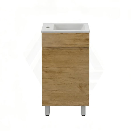 Lukka 450x250x780mm Camden Modern Freestanding Mini Vanity Cabinet PVC Film Coastal/Prime Oak With Ceramic Top