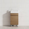 Lukka 450x250x780mm Camden Modern Freestanding Mini Vanity Cabinet PVC Film Coastal/Prime Oak With Ceramic Top