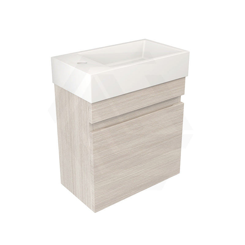 Lukka Camden Modern 420x250x500mm Prime/Coastal Oak E0 MDF Mini Wall Hung Vanity with Soft Closing Finger Pull Doors