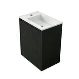 Lukka Crete 420x255x480mm Matt Black/White PVC Mini Wall Hung Vanity with Soft Closing Finger Pull Fluted Door