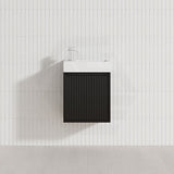 Lukka Crete 420x255x480mm Matt Black/White PVC Mini Wall Hung Vanity with Soft Closing Finger Pull Fluted Door