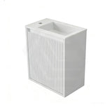 Lukka Crete 420x255x480mm Matt Black/White PVC Mini Wall Hung Vanity with Soft Closing Finger Pull Fluted Door