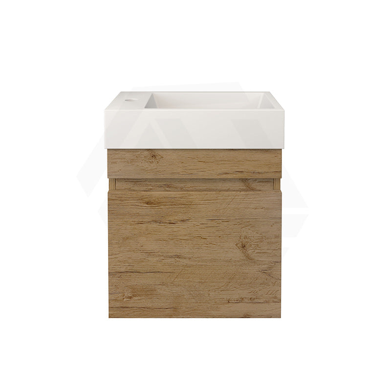 Lukka Camden Modern 420x250x500mm Prime/Coastal Oak E0 MDF Mini Wall Hung Vanity with Soft Closing Finger Pull Doors