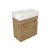 Lukka Camden Modern 420x250x500mm Prime/Coastal Oak E0 MDF Mini Wall Hung Vanity with Soft Closing Finger Pull Doors