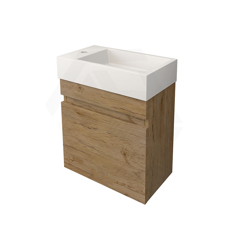 Lukka Camden Modern 420x250x500mm Prime/Coastal Oak E0 MDF Mini Wall Hung Vanity with Soft Closing Finger Pull Doors