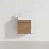 Lukka Camden Modern 420x250x500mm Prime/Coastal Oak E0 MDF Mini Wall Hung Vanity with Soft Closing Finger Pull Doors