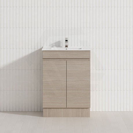 Lukka Camden Modern 600mm Narrow Freestanding Vanity E0 MDF Wood Grain PVC Film Cabinet Variant Colour Available
