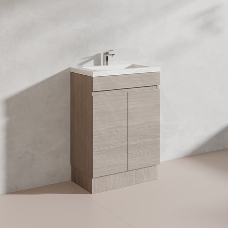 Lukka Camden Modern 600mm Narrow Freestanding Vanity E0 MDF Wood Grain PVC Film Cabinet Variant Colour Available