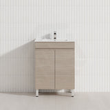 Lukka Camden Modern 600mm Narrow Freestanding Vanity E0 MDF Wood Grain PVC Film Cabinet Variant Colour Available