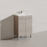 Lukka Camden Modern 600mm Narrow Freestanding Vanity E0 MDF Wood Grain PVC Film Cabinet Variant Colour Available