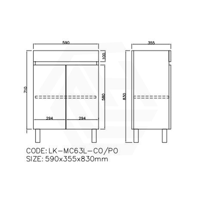 Lukka Camden Modern 600mm Narrow Freestanding Vanity E0 MDF Wood Grain PVC Film Cabinet Variant Colour Available
