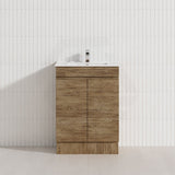 Lukka Camden Modern 600mm Narrow Freestanding Vanity E0 MDF Wood Grain PVC Film Cabinet Variant Colour Available