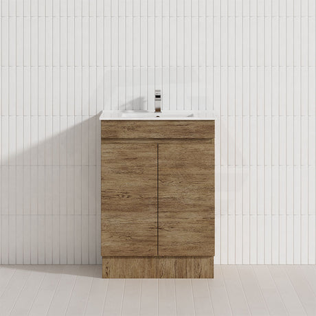 Lukka Camden Modern 600mm Narrow Freestanding Vanity E0 MDF Wood Grain PVC Film Cabinet Variant Colour Available