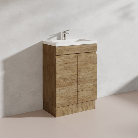 Lukka Camden Modern 600mm Narrow Freestanding Vanity E0 MDF Wood Grain PVC Film Cabinet Variant Colour Available