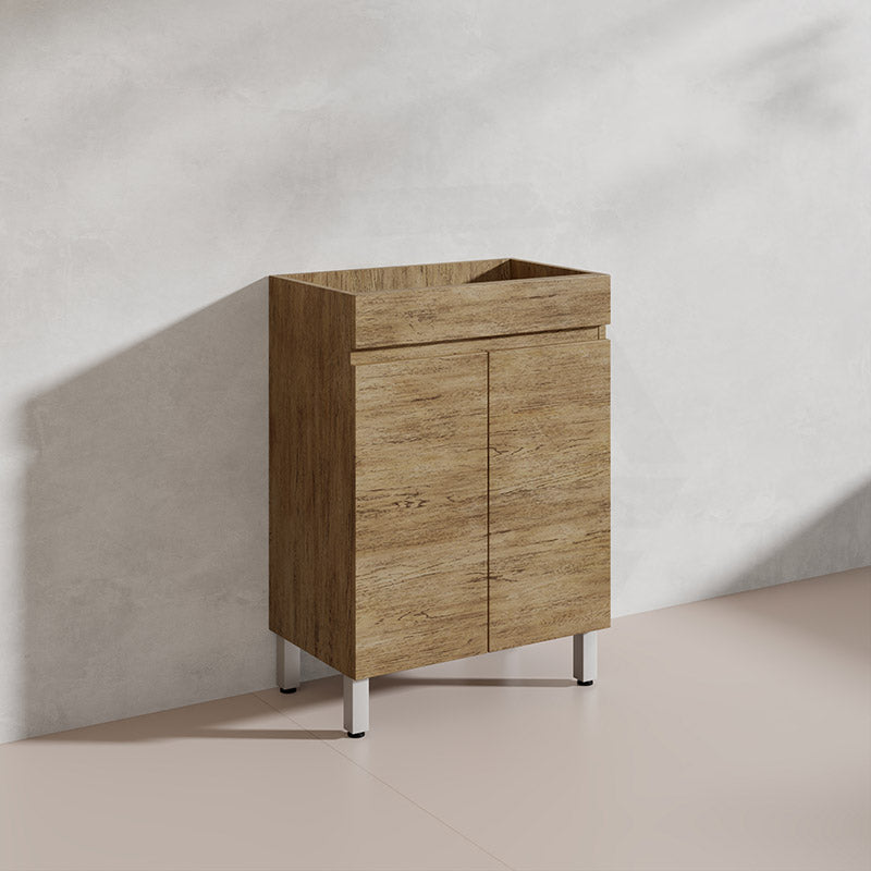 Lukka Camden Modern 600mm Narrow Freestanding Vanity E0 MDF Wood Grain PVC Film Cabinet Variant Colour Available